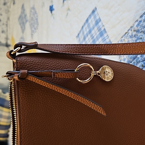 Ann Klein Cognac Brown Leather Crossbody Bag - Picture 3 of 5